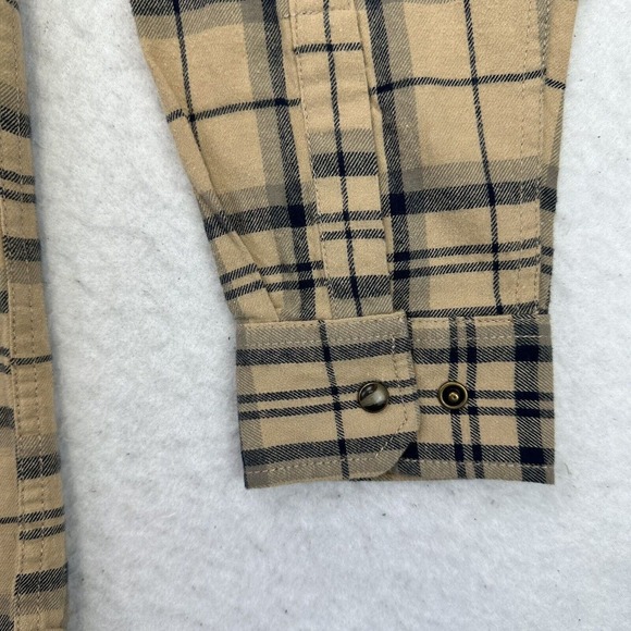 Coevals Club Western Shirt Mens Small S Brown Gray Plaid Flannel Pearl Snap - Picture 6 of 12
